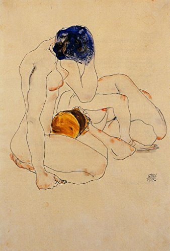 DTAUPREB Malen nach Zahlen-Set für Erwachsene Egon Schiele Zwei Freunde Ölgemälde auf Leinwand zum Selbermachen mit Pinseln Acrylpigment von DTAUPREB