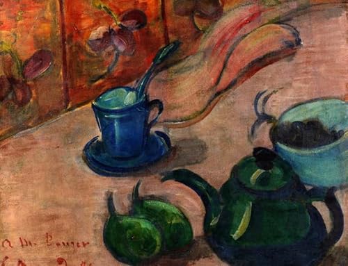 DTAUPREB Malen nach Zahlen-Sets Émile Bernard Stillleben mit Teekanne Tasse und Obst DIY-Ölgemälde-Set Malen nach Zahlen Zeichnen auf Leinwand Kunst von DTAUPREB