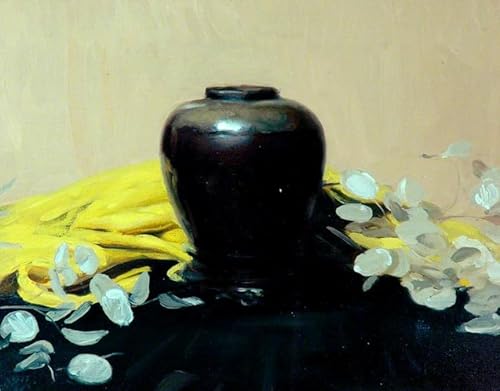 DTAUPREB Ölgemälde-Set zum Selbermachen für Anfänger „Die schwarze Vase“ Malen nach Zahlen mit Pinseln und Acrylpigment auf Leinwand von DTAUPREB