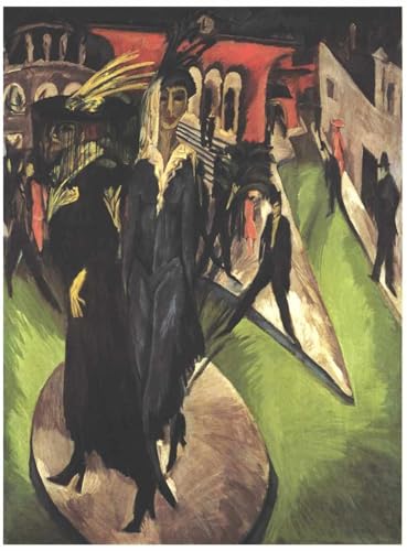 DTAUPREB Malen-nach-Zahlen-Set Menschen auf der Straße Ernst Ludwig Kirchner DIY-Leinwand-Ölgemälde mit Pinsel und Acryl von DTAUPREB