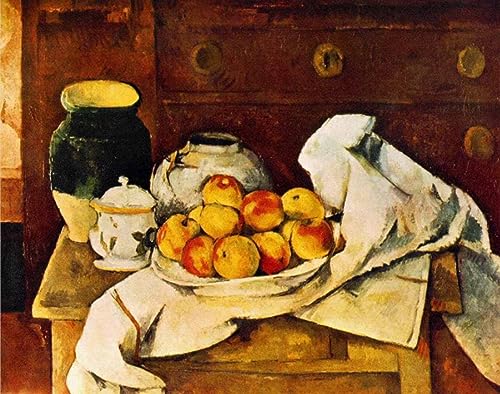 DTAUPREB Malen-nach-Zahlen-Set für Erwachsene Paul Cezanne Obst und Glas DIY-Leinwand-Ölgemälde mit Pinseln Acrylpigmenten von DTAUPREB