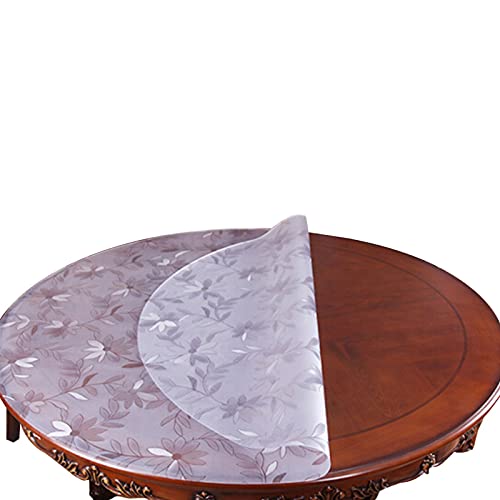 Runde Cosmos Flower Table Cover Pad, Klarer Kunststoff Transparenter Tischdeckenschutz Wasserdicht Leicht zu reinigen, Küche Esstisch Durchsichtige Matte/Tischdecke Kunststoff Wiederverwendbar von DTDMY