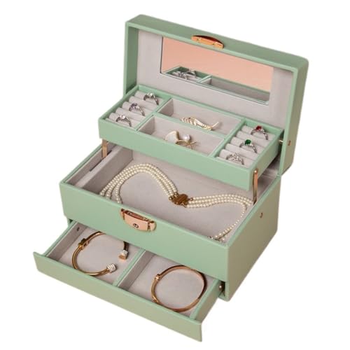 Aufbewahrungsbox Einfache Leichte Luxus-Schmuckschatulle, Aufbewahrungsbox, Mehrschichtige, Exquisite Schublade, Ohrring-, Armband- Und Halsketten-Schmuckschatulle Display-Aufbewahrungsbox(Green) von DTQBYOY