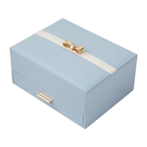 Aufbewahrungsbox Einfache Leichte Luxus-Schmuckschatulle, Aufbewahrungsbox, Prinzessinnen-Doppelschicht-Box For Ringe, Ohrringe Und Halsketten, Exquisite Geschenkbox Display-Aufbewahrungsbox(Blue) von DTQBYOY