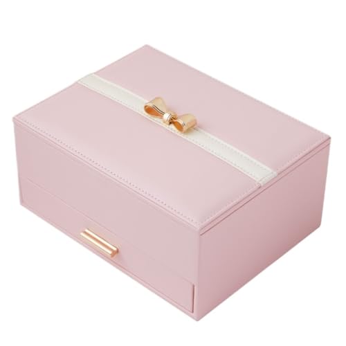 Aufbewahrungsbox Einfache Leichte Luxus-Schmuckschatulle, Aufbewahrungsbox, Prinzessinnen-Doppelschicht-Box For Ringe, Ohrringe Und Halsketten, Exquisite Geschenkbox Display-Aufbewahrungsbox(Pink) von DTQBYOY