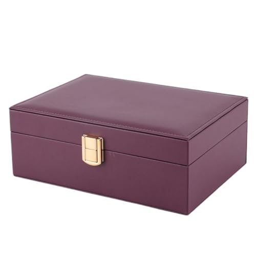 Aufbewahrungsbox Schmuckschatulle, Doppellagig, Mit Schloss, Leichte Luxus-Schmuckschatulle For Ohrringe Und Halsketten, Geschenkbox, Schmuckschatulle, Aufbewahrungsbox Display-Aufbewahrungsbox(Purple von DTQBYOY