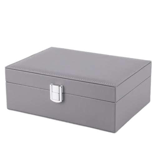 Aufbewahrungsbox Schmuckschatulle, Doppellagig, Mit Schloss, Leichte Luxus-Schmuckschatulle For Ohrringe Und Halsketten, Geschenkbox, Schmuckschatulle, Aufbewahrungsbox Display-Aufbewahrungsbox(Gray) von DTQBYOY