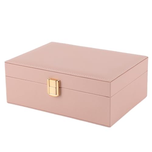 Aufbewahrungsbox Schmuckschatulle, Doppellagig, Mit Schloss, Leichte Luxus-Schmuckschatulle For Ohrringe Und Halsketten, Geschenkbox, Schmuckschatulle, Aufbewahrungsbox Display-Aufbewahrungsbox(Pink) von DTQBYOY