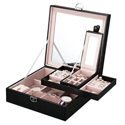 Aufbewahrungsbox Schmuckschatulle Im Europäischen Stil Mit Schloss, Aufbewahrungsbox For Schmuck, Schmuck-Sammelbox, Aufbewahrungsbox For Uhren, Halsketten Und Armbänder Display-Aufbewahrungsbox(Black von DTQBYOY