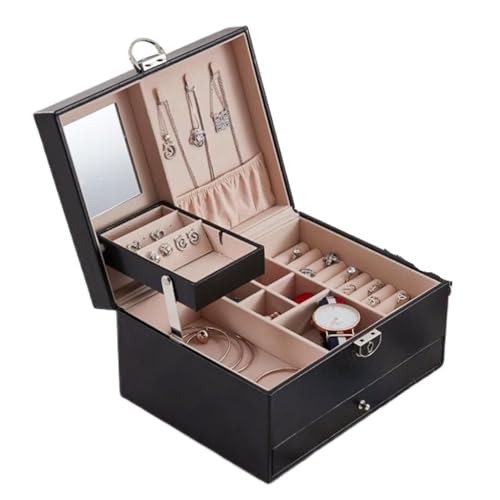 Aufbewahrungsbox Schmuckschatulle Im Schlichten Stil Mit Schubladen, Große, Mehrschichtige, Ausziehbare Schmuckschatulle, Tragbare Aufbewahrungsbox Aus Leder For Schmuck Display-Aufbewahrungsbox(Schwa von DTQBYOY