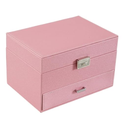 Aufbewahrungsbox Tragbare Schmuckschatulle Im Europäischen Stil, Schmuckschatulle Mit Freizeitschublade, Multifunktionale Schmuckschatulle, Schmuckaufbewahrungsbox Display-Aufbewahrungsbox(Pink) von DTQBYOY