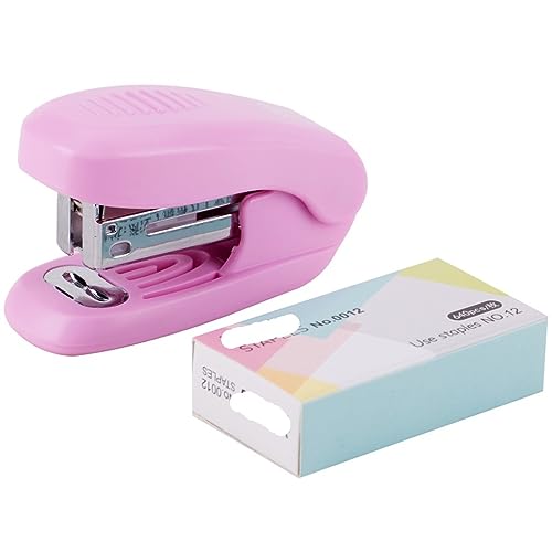 Bürohefter Kleiner Hefter, Trompete, niedlicher kleiner Hefter, multifunktionales Büro-Hefter-Set, Heimbüro, tragbar, Rosa, Blau Briefpapierserie(Pink) von DTQBYOY