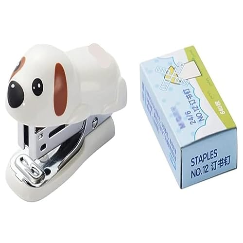 Bürohefter Mini Cartoon Welpen Hefter Tragbare Büro StudentPortable Desktop Einfache Langlebig Hause Desktop Hefter Zubehör Briefpapierserie(A) von DTQBYOY