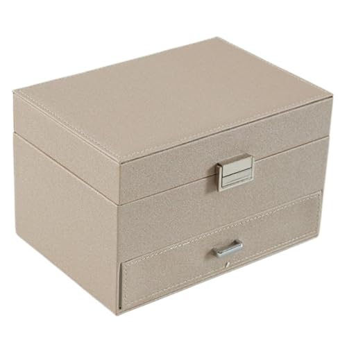 DTQBYOY Aufbewahrungsbox Aufbewahrungsbox Aus PU-Leder Im Koreanischen Stil, Mehrschichtige Schmuckschatulle, Süße Schublade, Schmuckschatulle for Halsketten Und Ringe Display-Aufbewahrungsbox(White) von DTQBYOY