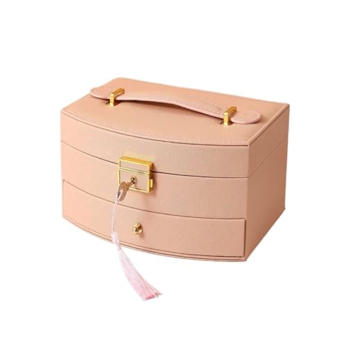 DTQBYOY Aufbewahrungsbox Doppelschichtige Leder-Schmuckaufbewahrungsbox, Einzelschublade, Schmuckschatulle, Schmuckaufbewahrungsbox For Geschenke Display-Aufbewahrungsbox(Orange) von DTQBYOY