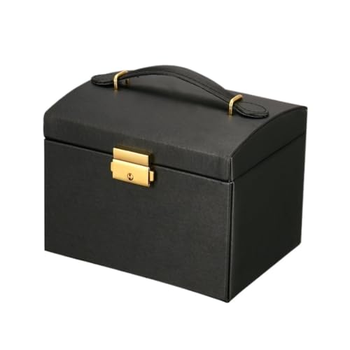 DTQBYOY Aufbewahrungsbox Dreischichtige Schmuck-Aufbewahrungsbox, Schublade, Große Schmuckschatulle, Multifunktionale Schmuck-Aufbewahrungsbox Display-Aufbewahrungsbox(Black) von DTQBYOY