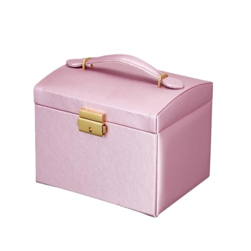 DTQBYOY Aufbewahrungsbox Dreischichtige Schmuck-Aufbewahrungsbox, Schublade, Große Schmuckschatulle, Multifunktionale Schmuck-Aufbewahrungsbox Display-Aufbewahrungsbox(Pink) von DTQBYOY