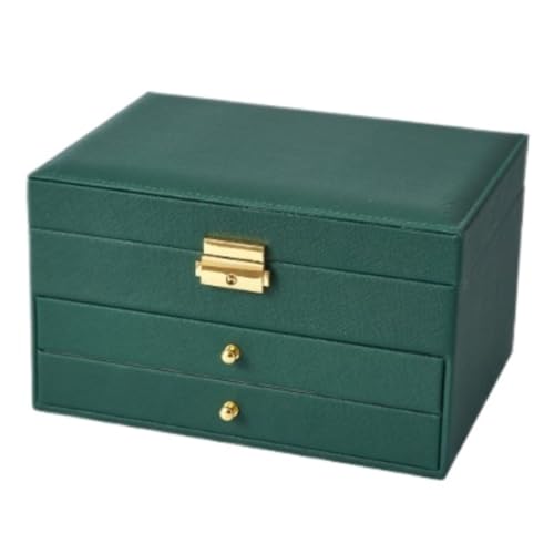 DTQBYOY Aufbewahrungsbox Dreischichtige Schmuckaufbewahrungsbox Schmuckschatulle Im Schubladenstil Multifunktionale Schmuckschatulle Zur Aufbewahrung Von Ohrringen Display-Aufbewahrungsbox(Green) von DTQBYOY