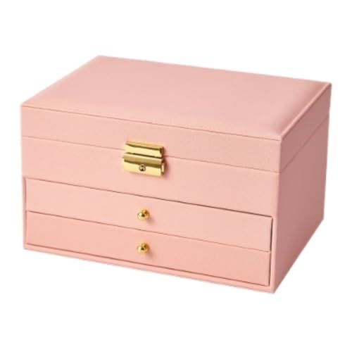 DTQBYOY Aufbewahrungsbox Dreischichtige Schmuckaufbewahrungsbox Schmuckschatulle Im Schubladenstil Multifunktionale Schmuckschatulle Zur Aufbewahrung Von Ohrringen Display-Aufbewahrungsbox(Pink) von DTQBYOY