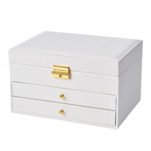 DTQBYOY Aufbewahrungsbox Dreischichtige Schmuckaufbewahrungsbox Schmuckschatulle Im Schubladenstil Multifunktionale Schmuckschatulle Zur Aufbewahrung Von Ohrringen Display-Aufbewahrungsbox(White) von DTQBYOY