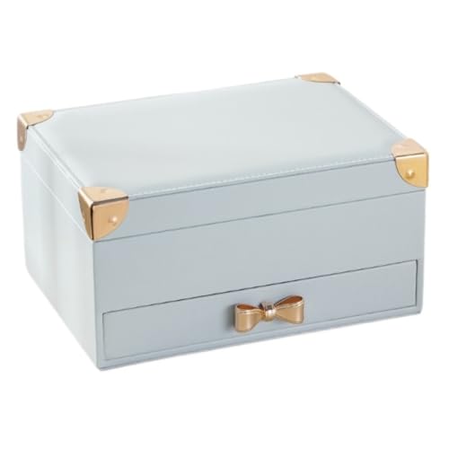 DTQBYOY Aufbewahrungsbox Einfache Leichte Luxus Dreischichtige Schmuckschatulle Aufbewahrungsbox Flip Schublade Schmuck Aufbewahrungsbox Home Schmuck Aufbewahrung Display-Aufbewahrungsbox(Blue) von DTQBYOY