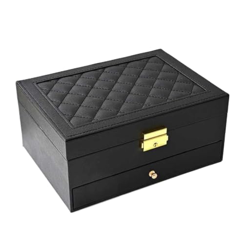 DTQBYOY Aufbewahrungsbox Einfache Leichte Luxusschublade Doppelschichtige Schmuckschatulle Ring Halskette Ohrring Ohrring Ohrringe Schmuck Aufbewahrungsbox Display-Aufbewahrungsbox(Black) von DTQBYOY