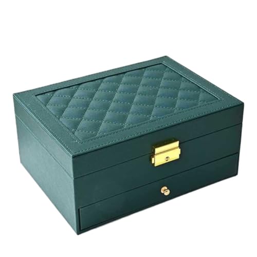 DTQBYOY Aufbewahrungsbox Einfache Leichte Luxusschublade Doppelschichtige Schmuckschatulle Ring Halskette Ohrring Ohrring Ohrringe Schmuck Aufbewahrungsbox Display-Aufbewahrungsbox(Green) von DTQBYOY