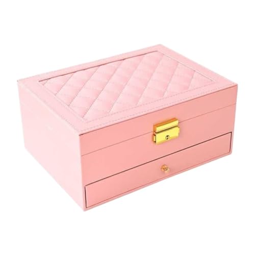 DTQBYOY Aufbewahrungsbox Einfache Leichte Luxusschublade Doppelschichtige Schmuckschatulle Ring Halskette Ohrring Ohrring Ohrringe Schmuck Aufbewahrungsbox Display-Aufbewahrungsbox(Pink) von DTQBYOY