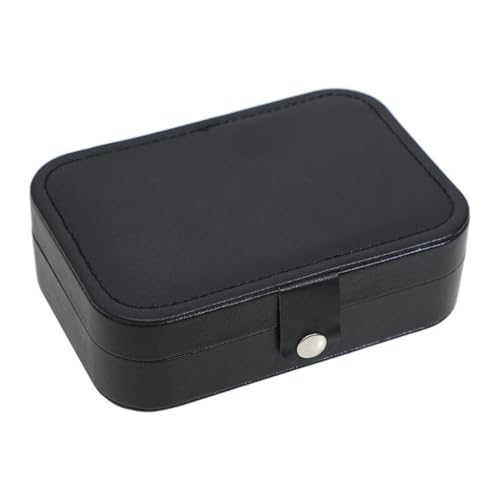 DTQBYOY Aufbewahrungsbox Einfache Schmuckschatulle, Aufbewahrungsbox, Tragbare Halskettenbox, Ohrringbox, Ring-/Ohrring-Schmuck-/Broschenbox Aus Leder Display-Aufbewahrungsbox(Black) von DTQBYOY