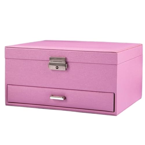 DTQBYOY Aufbewahrungsbox Elegante Multifunktionale Schmuckschatulle Im Schubladenstil Tragbare Schmuckaufbewahrungsbox Im Europäischen Prinzessinnenstil Display-Aufbewahrungsbox(Pink) von DTQBYOY