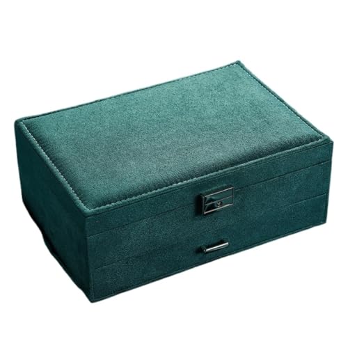 DTQBYOY Aufbewahrungsbox Exquisite mehrschichtige Samt-Schmuckschatulle, Schubladen-Aufbewahrungsbox, Ring- und Ohrringe-Schmuckschatulle mit Schloss-Schmuckschatulle Display-Aufbewahrungsbox von DTQBYOY