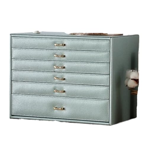 DTQBYOY Aufbewahrungsbox Leichter Luxus-Schmuckschrank, Schmuckschatulle, Prinzessin, Europäische Und Koreanische Schmuckaufbewahrungsbox, Boutique-Schmuckschatulle Display-Aufbewahrungsbox(Blue) von DTQBYOY