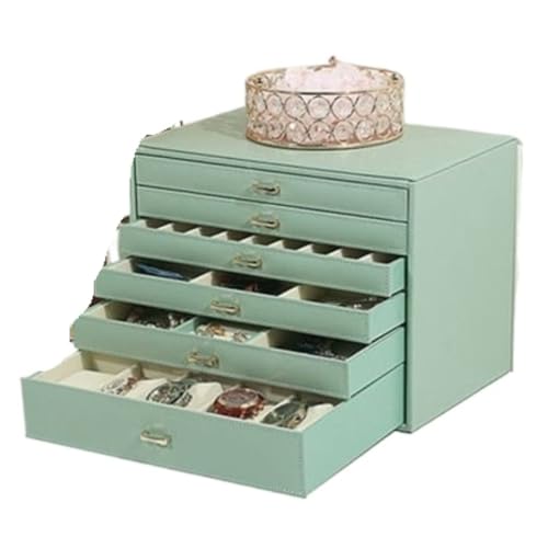 DTQBYOY Aufbewahrungsbox Leichter Luxus-Schmuckschrank, Schmuckschatulle, Prinzessin, Europäische Und Koreanische Schmuckaufbewahrungsbox, Boutique-Schmuckschatulle Display-Aufbewahrungsbox(Green) von DTQBYOY