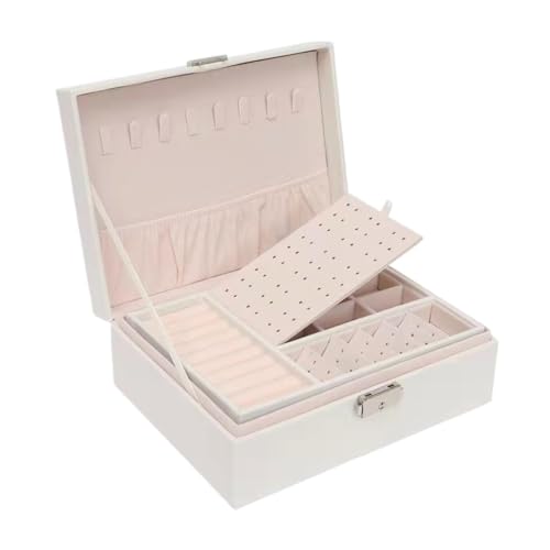 DTQBYOY Aufbewahrungsbox Mehrschichtige Schmuckaufbewahrungsbox Mit Großer Kapazität, Exquisite Schmuckschatulle, Schmuckaufbewahrungsbox Display-Aufbewahrungsbox(White) von DTQBYOY