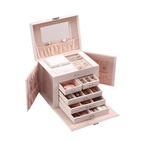 DTQBYOY Aufbewahrungsbox Mehrschichtige Schubladen-Schmuckschatulle, Schmuckaufbewahrungsbox, Nagelohrringe, Schmuckschatulle, Schmuckschatulle Display-Aufbewahrungsbox(White) von DTQBYOY