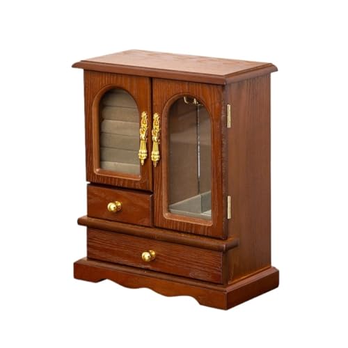 DTQBYOY Aufbewahrungsbox Retro-Schmuckschatulle, Aufbewahrungsbox, Antike Schmuck-Aufbewahrungsbox, Holz, Leichte Luxus-Schmuckschatulle, Exquisites Perlen-Geschenk Display-Aufbewahrungsbox von DTQBYOY