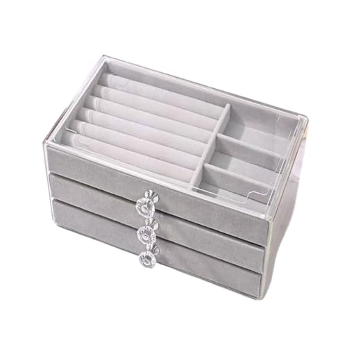 DTQBYOY Aufbewahrungsbox Schmuck-Aufbewahrungsbox, Ohrringe, Schmuckschatulle, Ohrringe, Halskette, Samt, Staubbox, Mehrschichtige Schmuck-Aufbewahrungsbox Display-Aufbewahrungsbox von DTQBYOY