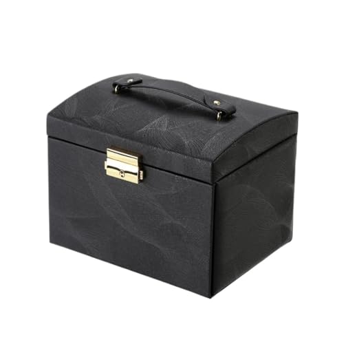 DTQBYOY Aufbewahrungsbox Schmuck-Aufbewahrungsbox, Tragbare Schmuck-Aufbewahrungsbox, Praktische Und Einfache Aufbewahrungsschublade, Schmuck-Schmuckschatulle Display-Aufbewahrungsbox(Black) von DTQBYOY