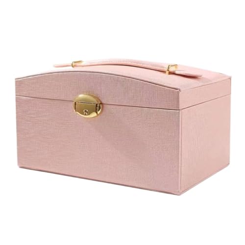 DTQBYOY Aufbewahrungsbox Schmuckschatulle, Aufbewahrungsbox, Mehrschichtige Schmuckschatulle Im Europäischen Stil, Schmuck-Displaybox for Ohrringe, Halsketten Und Ringe Display-Aufbewahrungsbox(Pink) von DTQBYOY