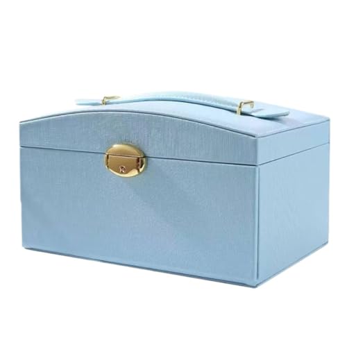 DTQBYOY Aufbewahrungsbox Schmuckschatulle, Aufbewahrungsbox, Mehrschichtige Schmuckschatulle Im Europäischen Stil, Schmuck-Displaybox for Ohrringe, Halsketten Und Ringe Display-Aufbewahrungsbox(Blue) von DTQBYOY