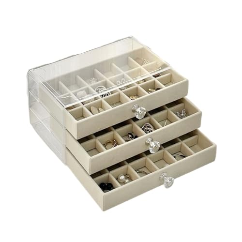 DTQBYOY Aufbewahrungsbox Schmuckschatulle, Ohrring-Aufbewahrungsbox, Neue Hand-Schmuck-Halsketten-Box, Mehrschichtige Staubdichte Schmuck-Aufbewahrungsbox Display-Aufbewahrungsbox(White) von DTQBYOY