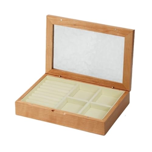 DTQBYOY Aufbewahrungsbox Schmuckschatulle Aus Massivholz Aus Holz Mit Glasdeckel, Aufbewahrungsbox for Halsketten Und Ohrringe, Displaybox Display-Aufbewahrungsbox(C) von DTQBYOY