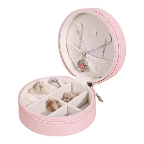 DTQBYOY Aufbewahrungsbox Schmuckschatulle Im Retro-Stil Aus Holz, Tragbare Aufbewahrungsbox For Ohrringe Und Ringe, Schmuckschatulle Mit Spot-Nagel-Schmuck Display-Aufbewahrungsbox(Pink) von DTQBYOY