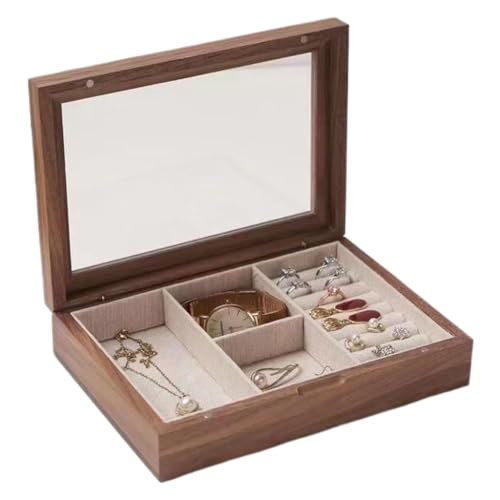 DTQBYOY Aufbewahrungsbox Spot Holz Schmuckschatulle Holz Flip Cover Schmuck Display Box Fach Aufbewahrungsbox Holz Ring Aufbewahrungsbox Display-Aufbewahrungsbox von DTQBYOY