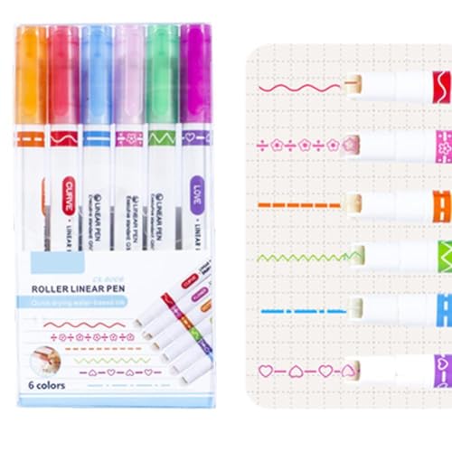 3/6 Stück/Set Blumenform Textmarker Roller Spitze Kurve Liner Marker Koreanische Schreibwaren Bürobedarf Schule 2025 Stifte Stifte-Set Grip Kurve Papier Anmut Textmarker Stift Grace Pen Grace Pen Rand von DTREELS