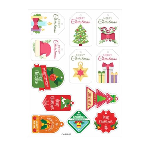 Etiketten, 60 Stück, mit ungebundener Schnur, 15 verschiedene Folien, gedruckte Designs von Etiketten und Geschenkpapier für Weihnachten von DTREELS