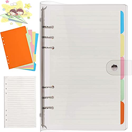 dcas A5 Nachfüllpapier Set, Soft PVC Notizbuch, 6 Löcher A5 Nachfüllbare Notizpapier, Farbige Trennblätter A5, 45 Blätter A5 Gepunktetes Papier, 1 Soft PVC Notizbuch, 5 Farbige Trennblätter A5 von dtsc