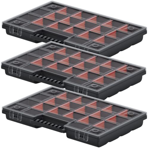 DTU24 Organizer Sortimentskasten Sortierbox 29 x 19,5 x 3,5 cm I Kleinteilemagazin I Schraubenbox I Werkzeugkasten I Sortimentskisten (3) von DTU24