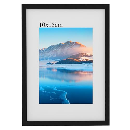 DTXDTech 10x15 cm Rahmen Schwarz Holz, 4x6 Zoll Bilderrahmen, 10x15 cm Fotorahmen, Wandmontierter 10x15 cm Posterrahmen, Fotorahmen für 8.9x12.7 cm Druck, Schlafzimmer und Wohnzimmer Dekoration von DTXDTech