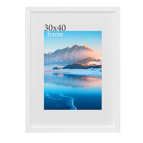 DTXDTech 30 x 40 cm Rahmen Weiß Holz, 12 x16 Zoll Bilderrahmen, 30x40 cm Fotorahmen, Wandmontierter 30x40 cm Posterrahmen, Fotorahmen für A4 Druck, Schlafzimmer und Wohnzimmer Dekoration von DTXDTech